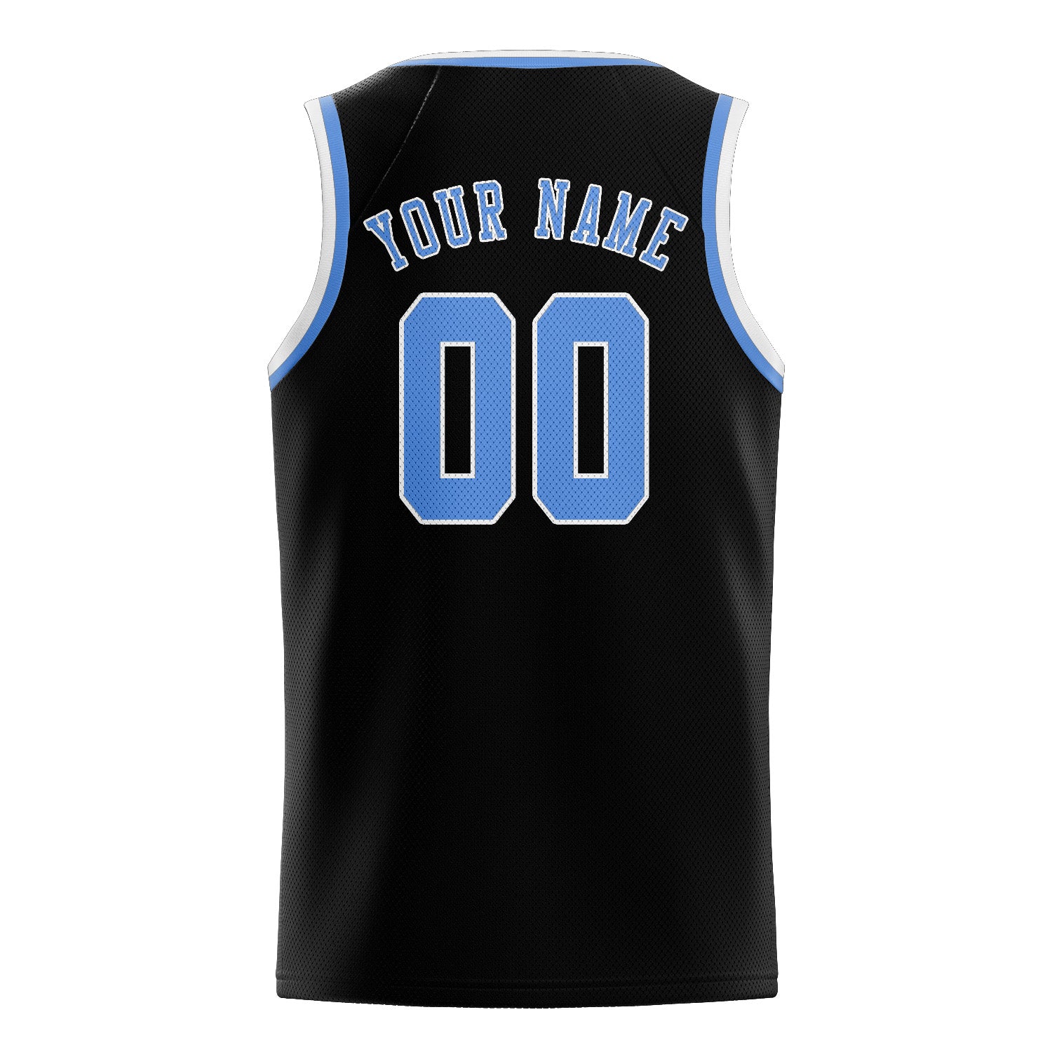 Benutzerdefiniertes Professionelles Schwarz Hellblau Basketballtrikot