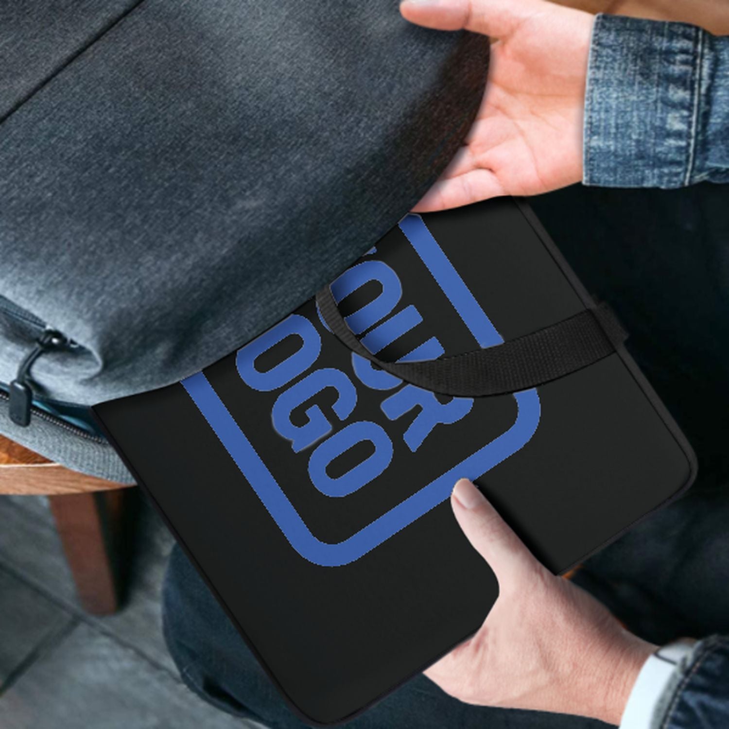 Maßgeschneidertes Schwarz Sky Blue Laptop Tasche