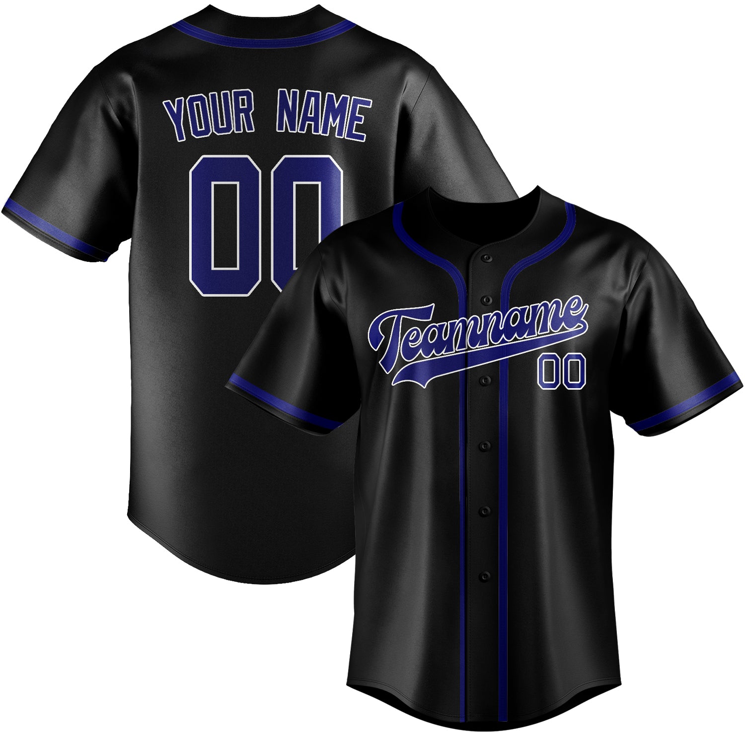 Benutzerdefiniertes Professionelles Schwarz Himmelblau Baseballtrikot