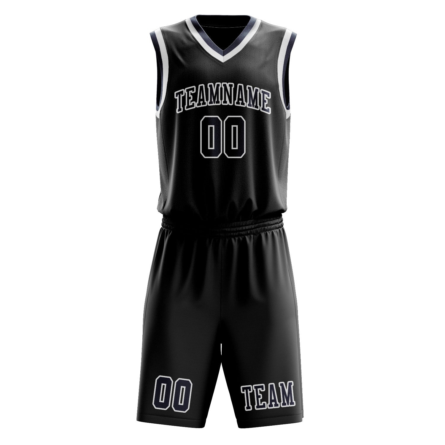 Benutzerdefiniertes Professionelles Schwarz Marineblau Basketballtrikot-Set