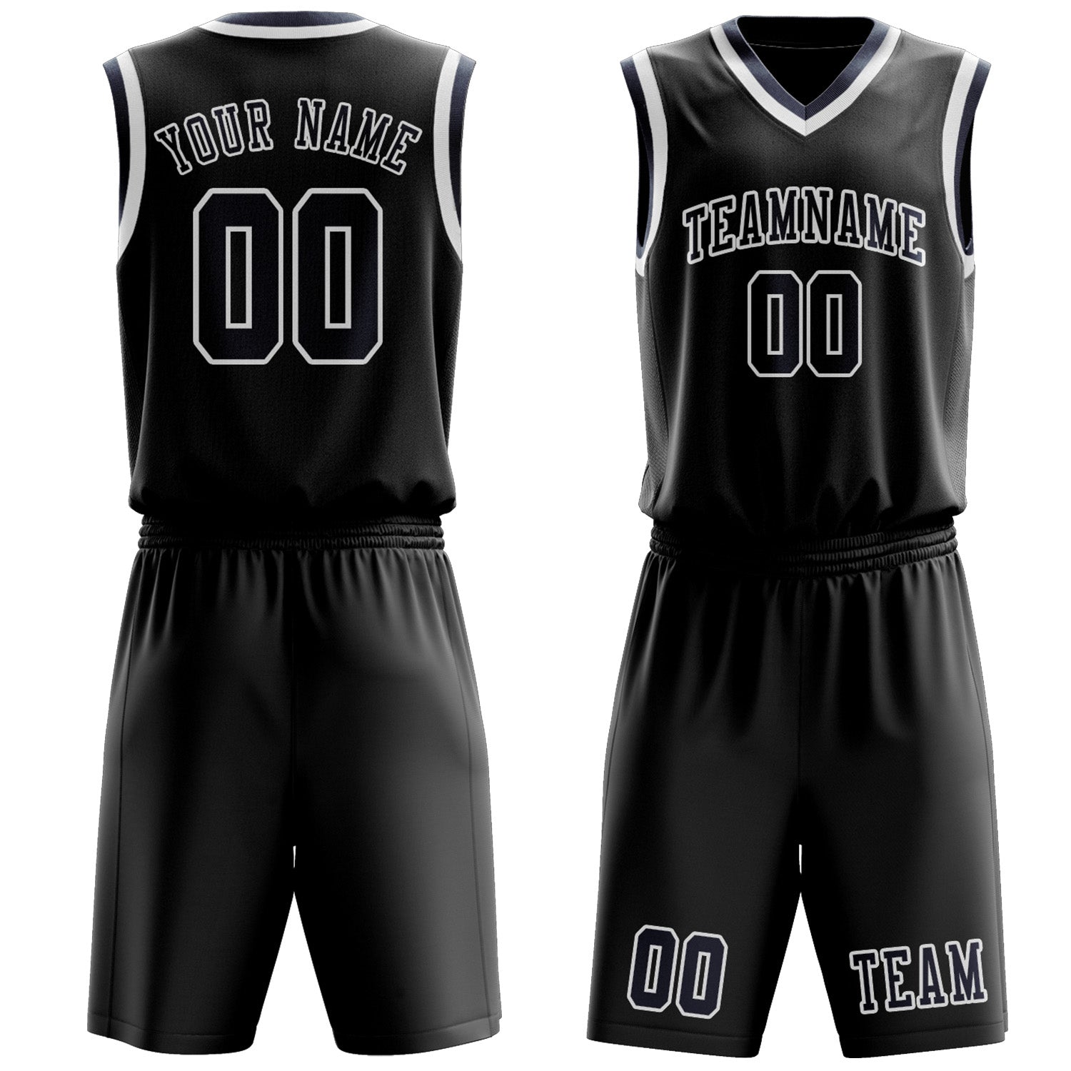 Benutzerdefiniertes Professionelles Schwarz Marineblau Basketballtrikot-Set