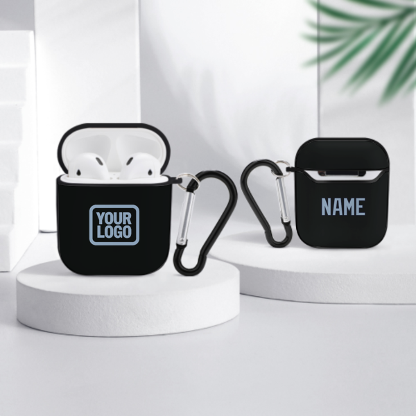 Maßgeschneidertes Schwarz Hellblau AirPods-Hülle