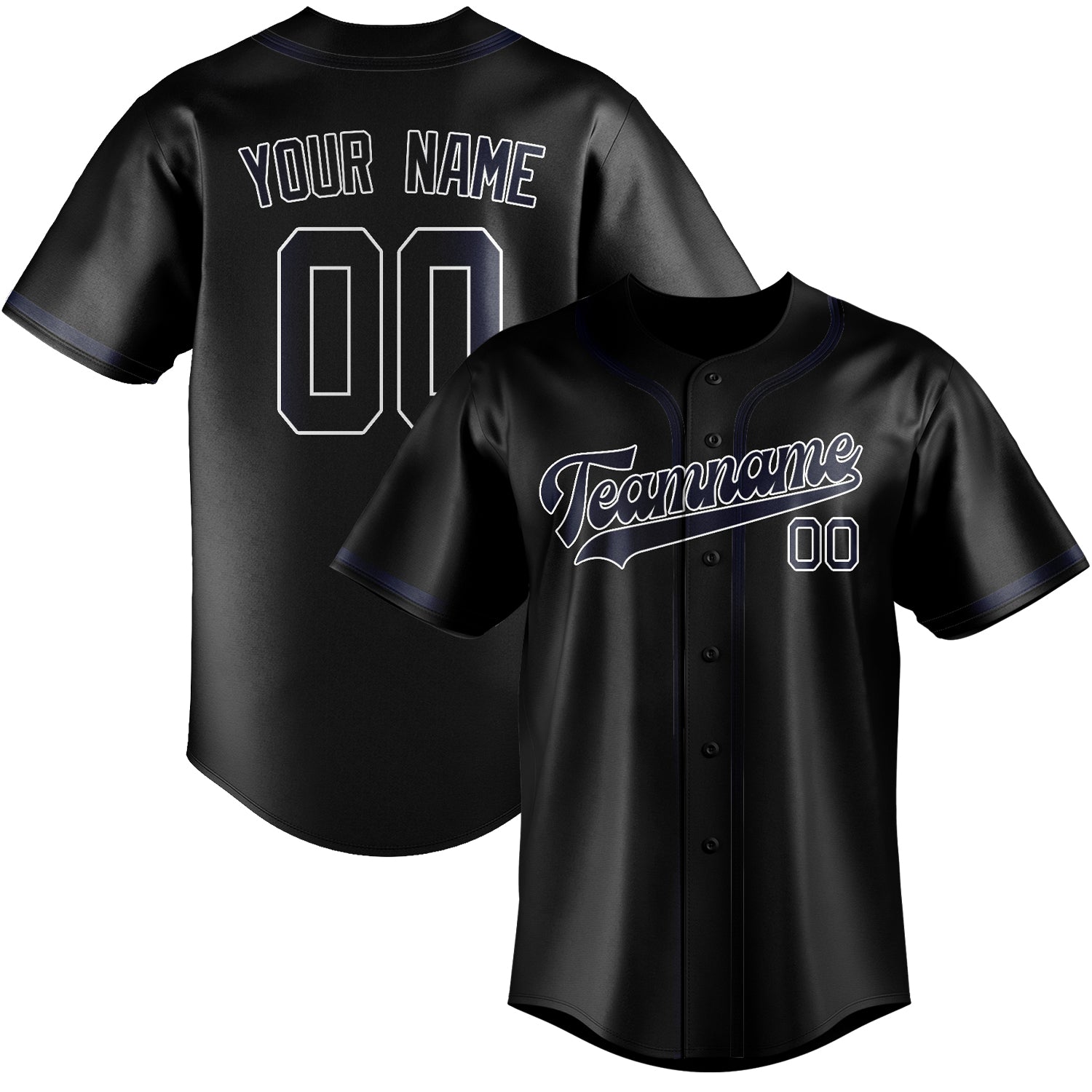 Benutzerdefiniertes Professionelles Schwarz Stahlblau Baseballtrikot