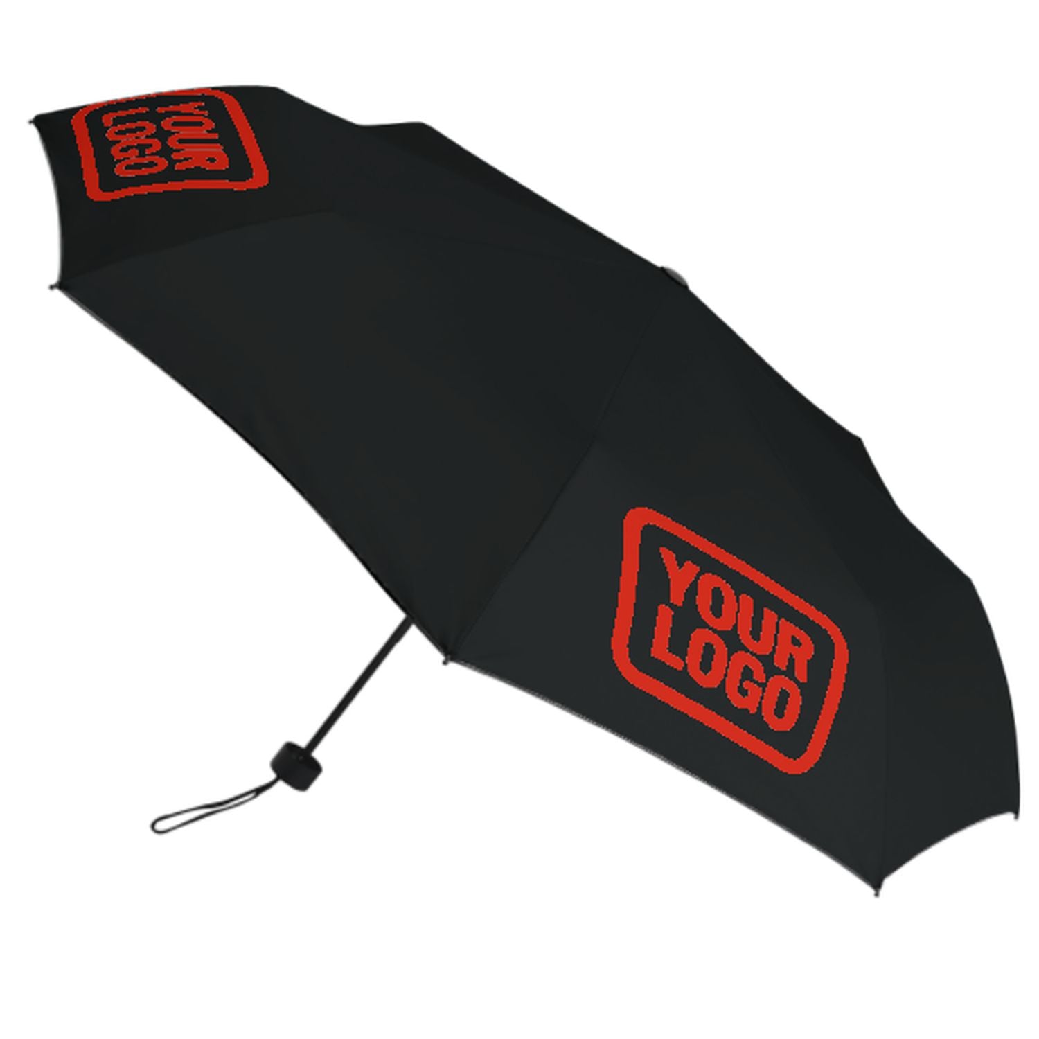 Maßgeschneidertes Schwarz Orangerot Automatik-Regenschirm