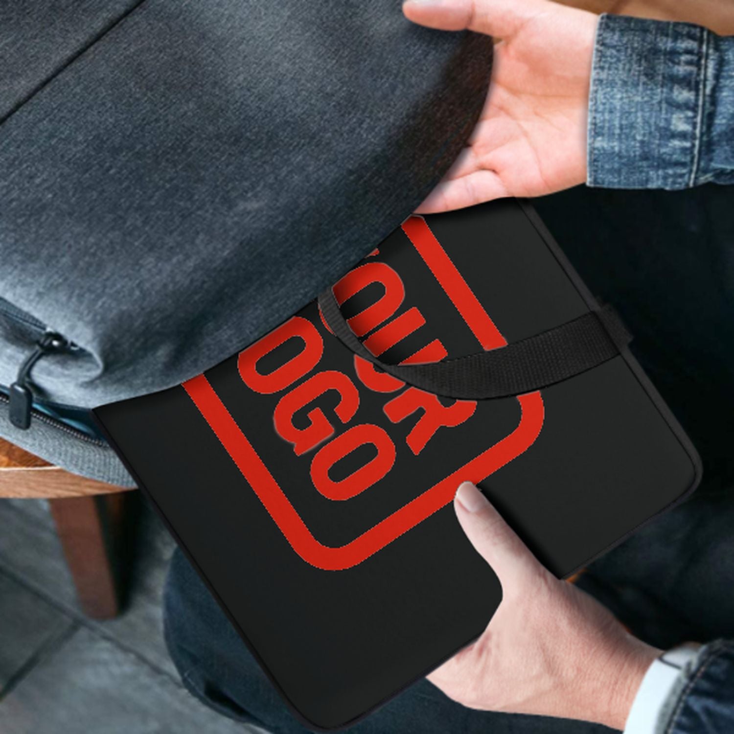 Maßgeschneidertes Schwarz Orange Red Laptop Tasche
