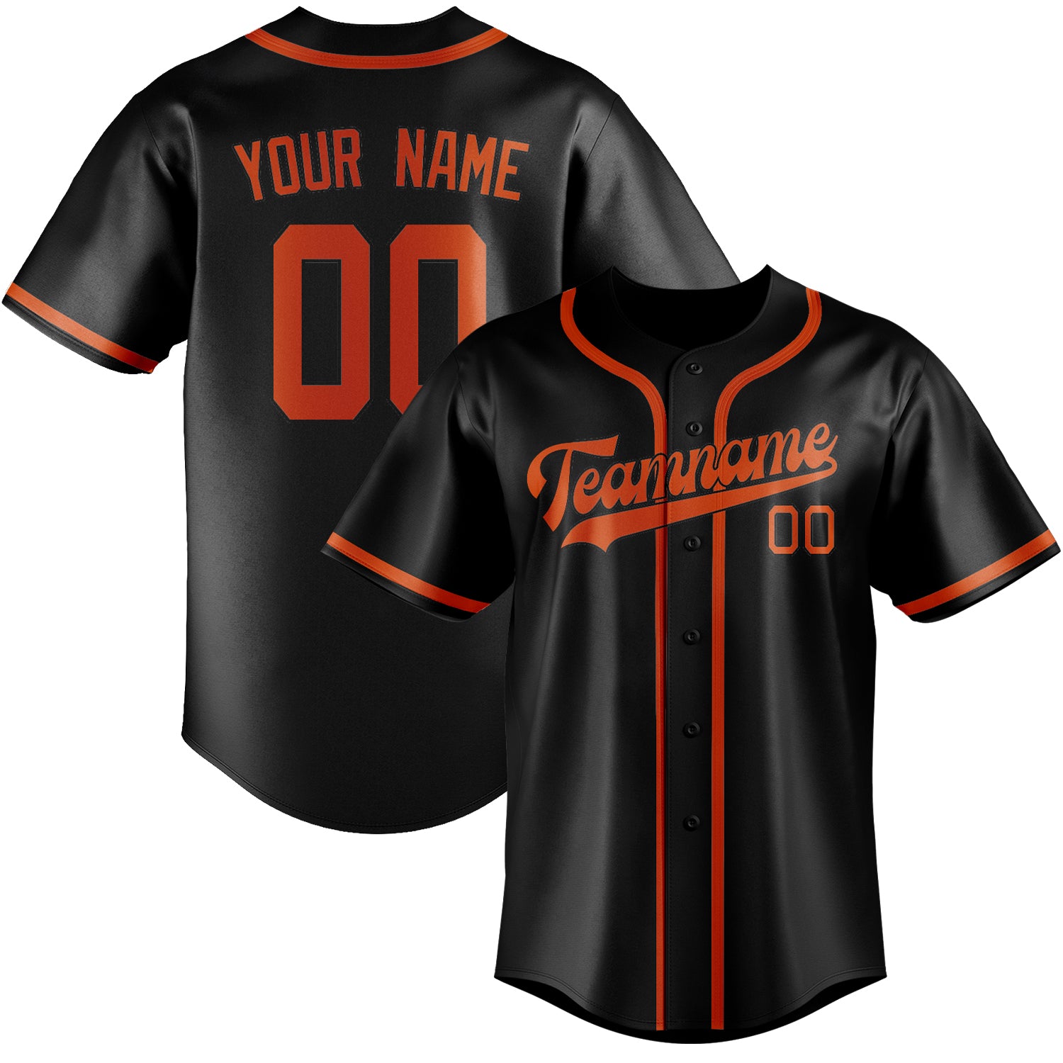 Benutzerdefiniertes Professionelles Schwarz Orangerot Baseballtrikot