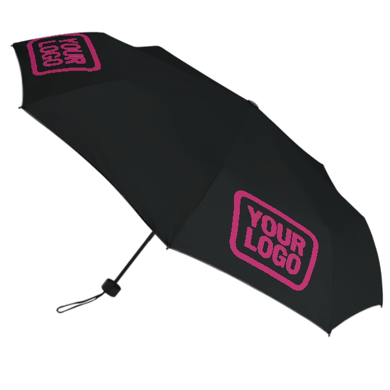 Maßgeschneidertes Schwarz Rosarot Automatik-Regenschirm