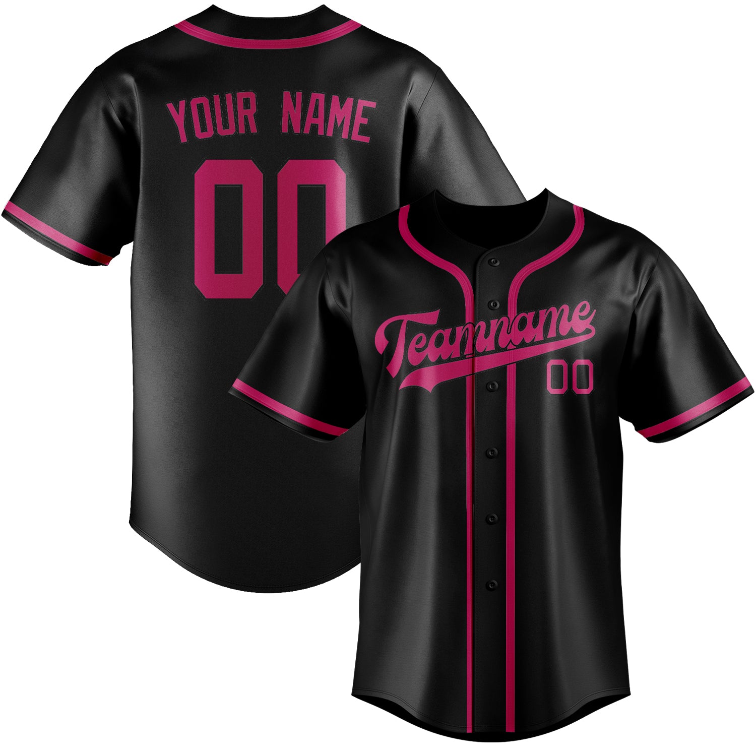 Benutzerdefiniertes Professionelles Schwarz Rosarot Baseballtrikot