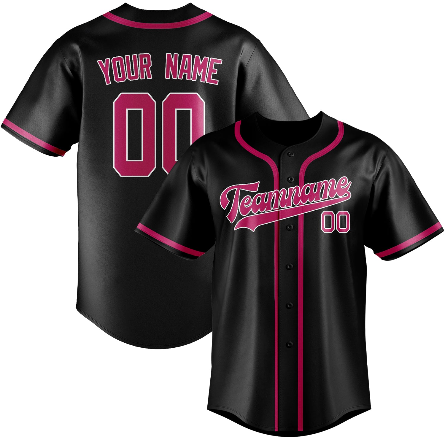 Benutzerdefiniertes Professionelles Schwarz Rosarot Baseballtrikot