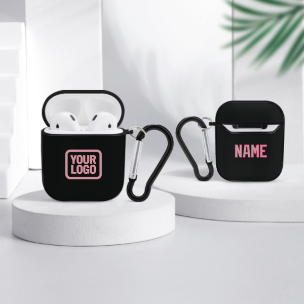 Maßgeschneidertes Schwarz Rosa AirPods-Hülle