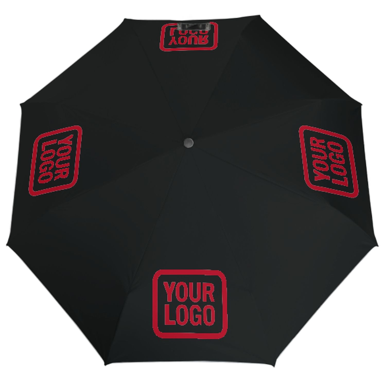 Maßgeschneidertes Schwarz Rot Automatik-Regenschirm