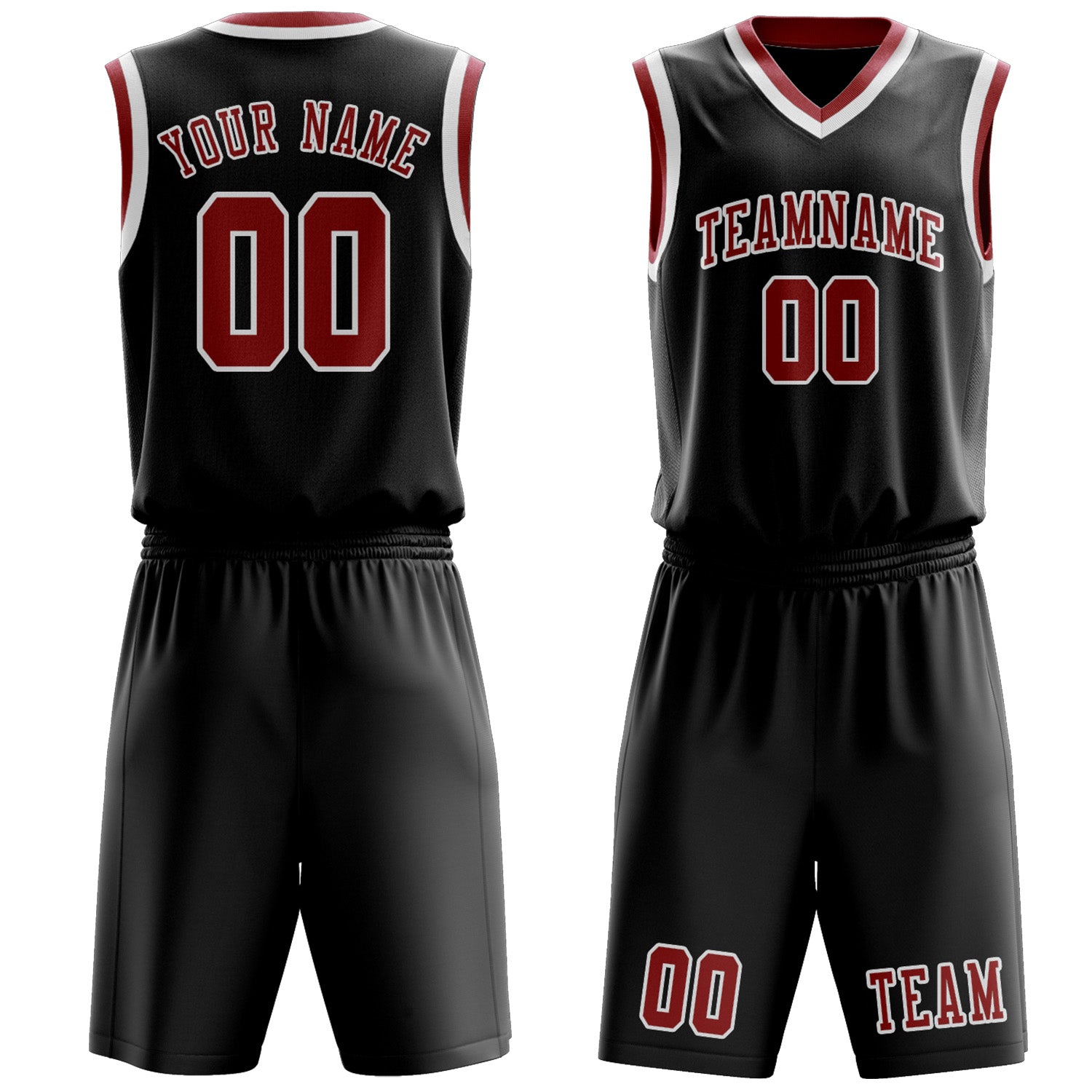 Benutzerdefiniertes Professionelles Schwarz Rot Basketballtrikot-Set