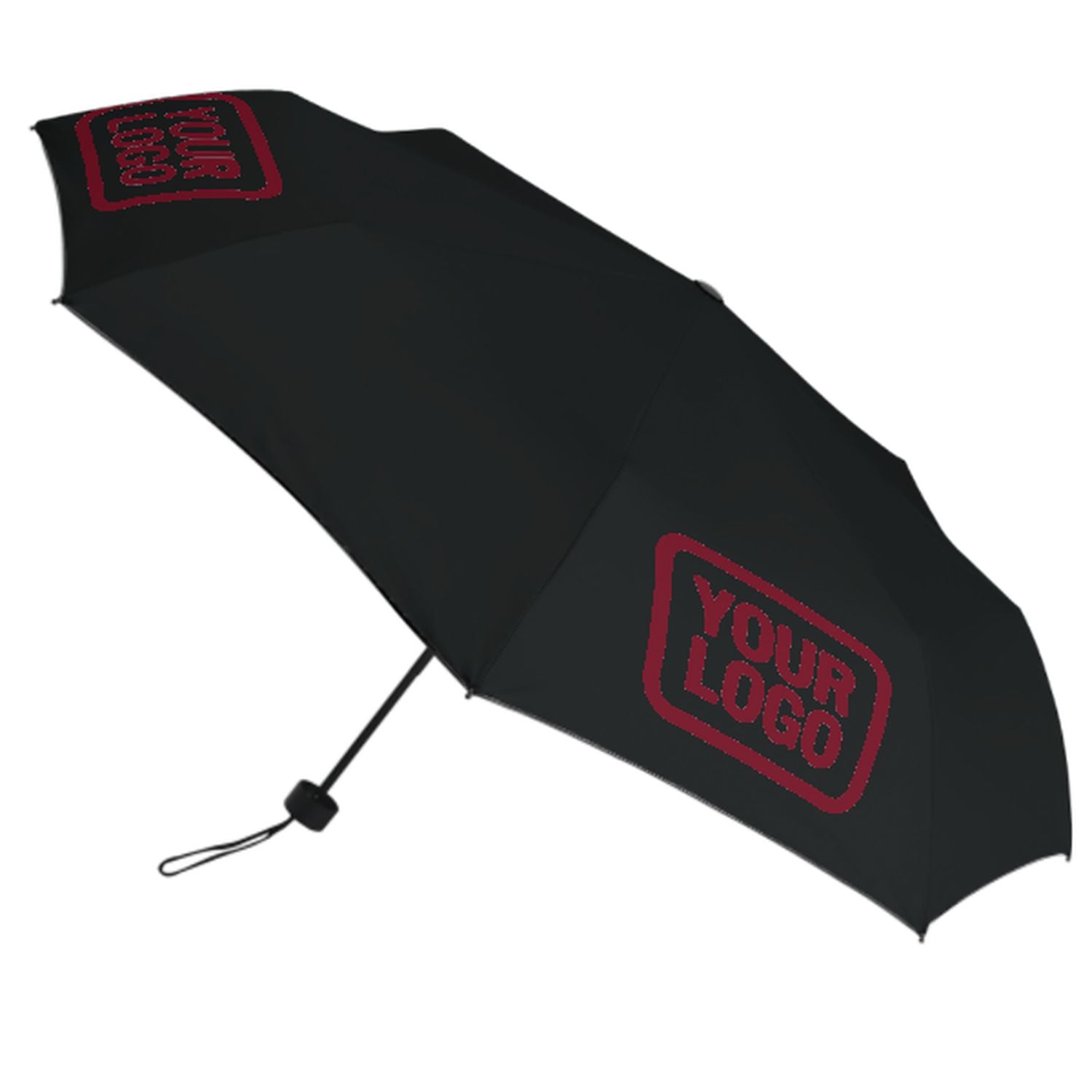 Maßgeschneidertes Schwarz Karmesinrot Automatik-Regenschirm