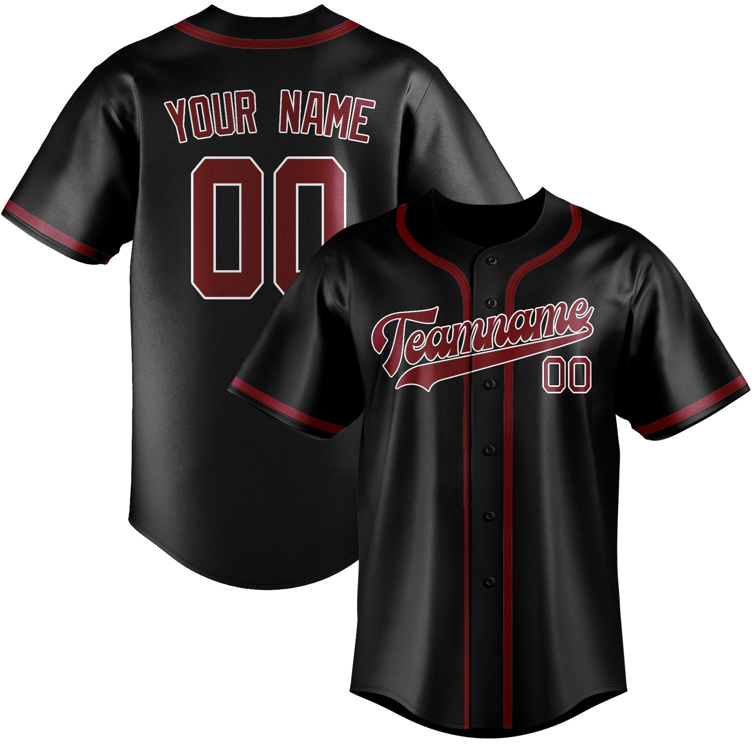 Benutzerdefiniertes Professionelles Schwarz Karmesinrot Baseballtrikot