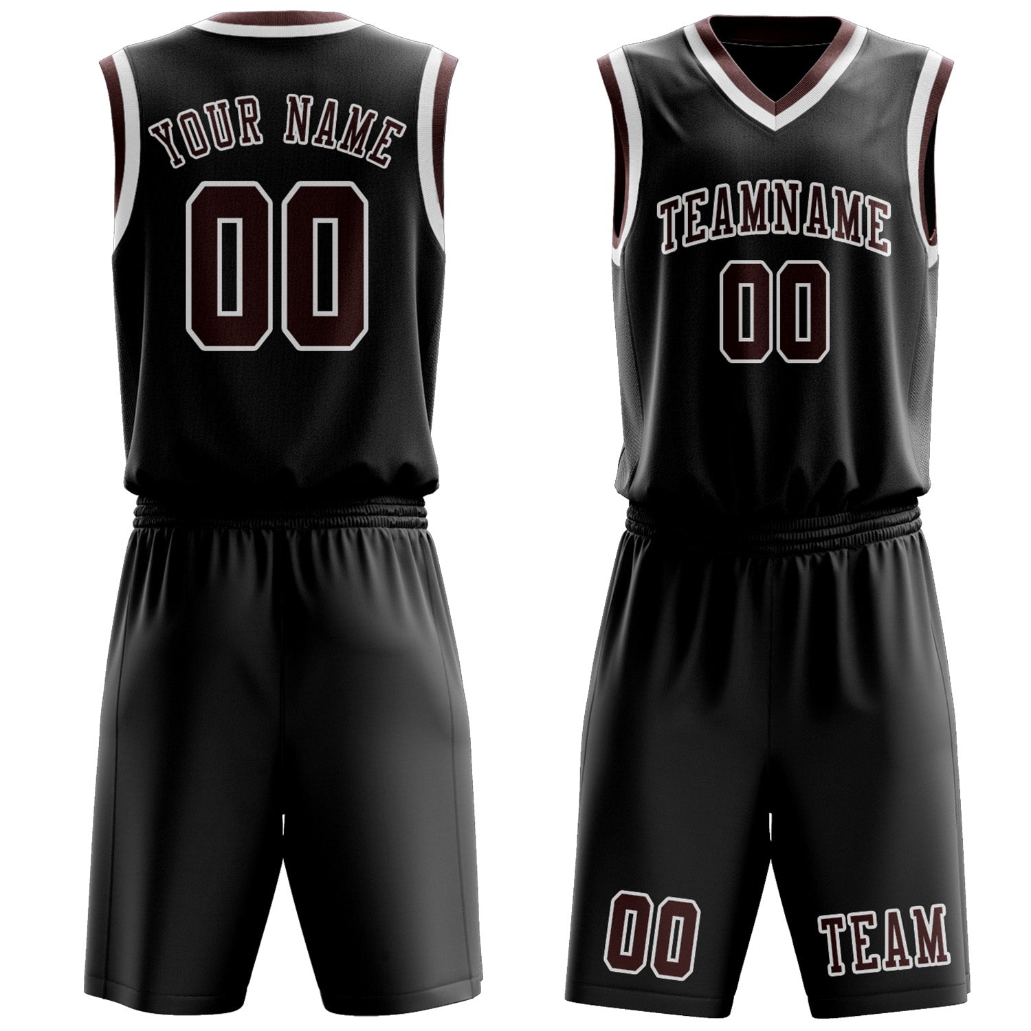 Benutzerdefiniertes Professionelles Schwarz Karmesinrot Basketballtrikot-Set