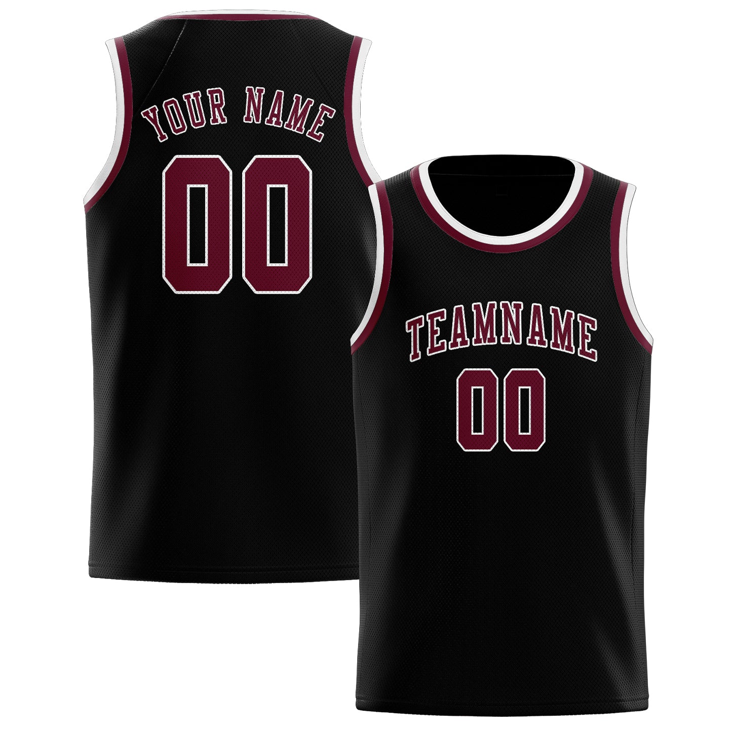 Benutzerdefiniertes Professionelles Schwarz Karmesinrot Basketballtrikot