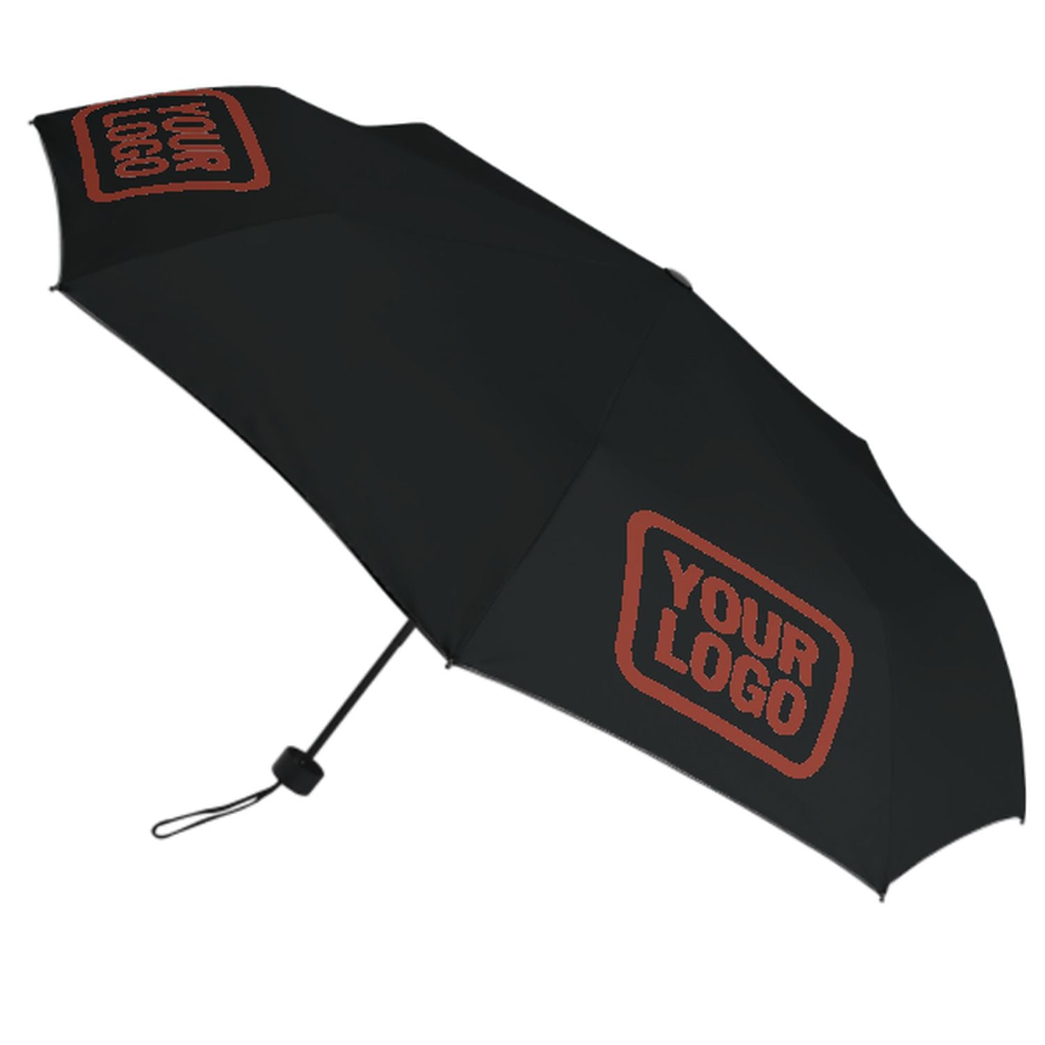 Maßgeschneidertes Schwarz Korallenrot Automatik-Regenschirm