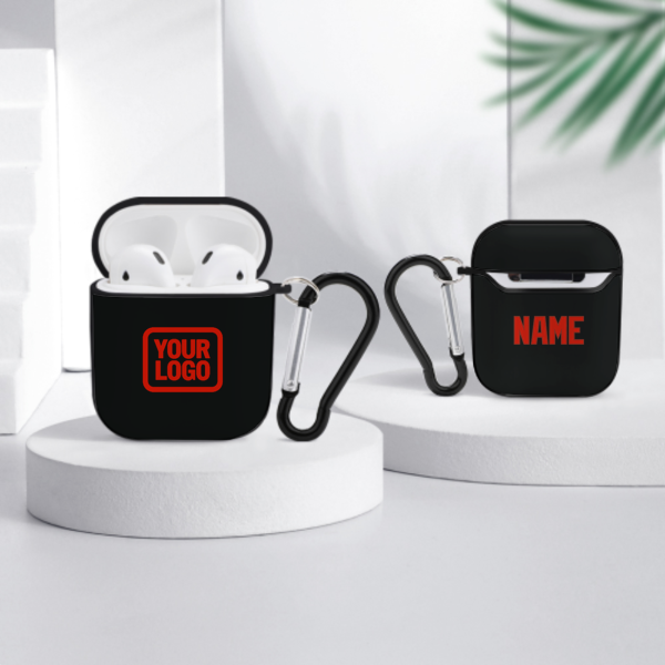 Maßgeschneidertes Schwarz Orangerot AirPods-Hülle