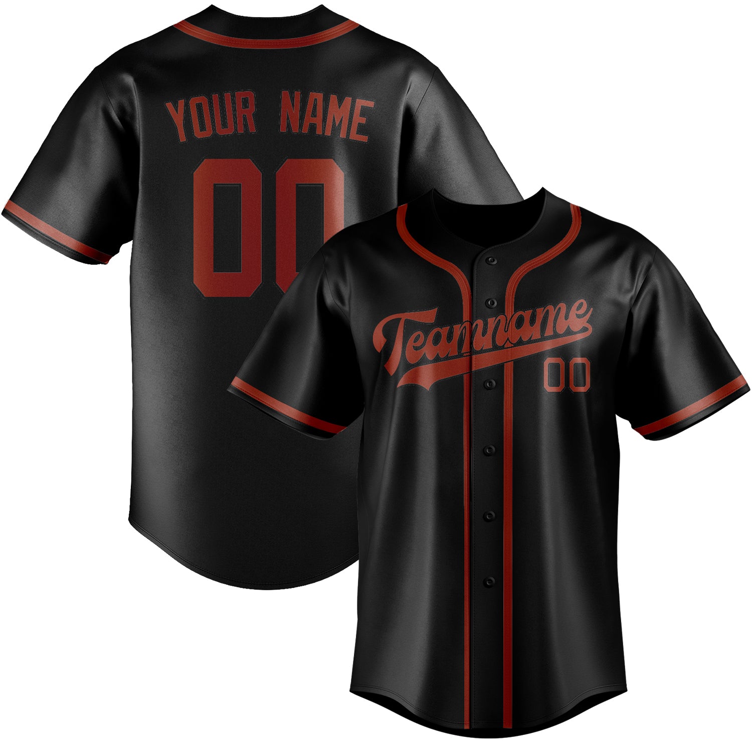 Benutzerdefiniertes Professionelles Schwarz Korallenrot Baseballtrikot