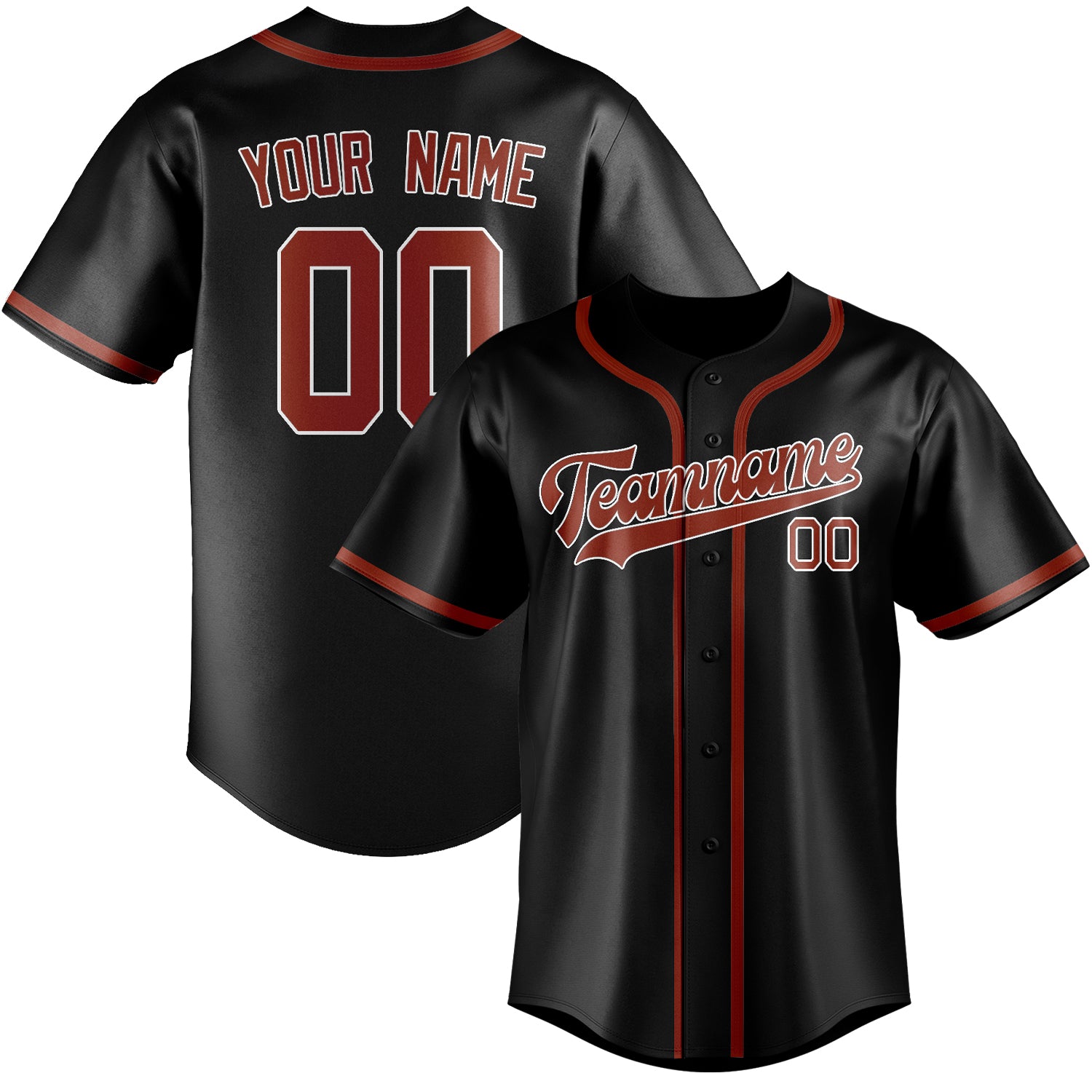 Benutzerdefiniertes Professionelles Schwarz Korallenrot Baseballtrikot