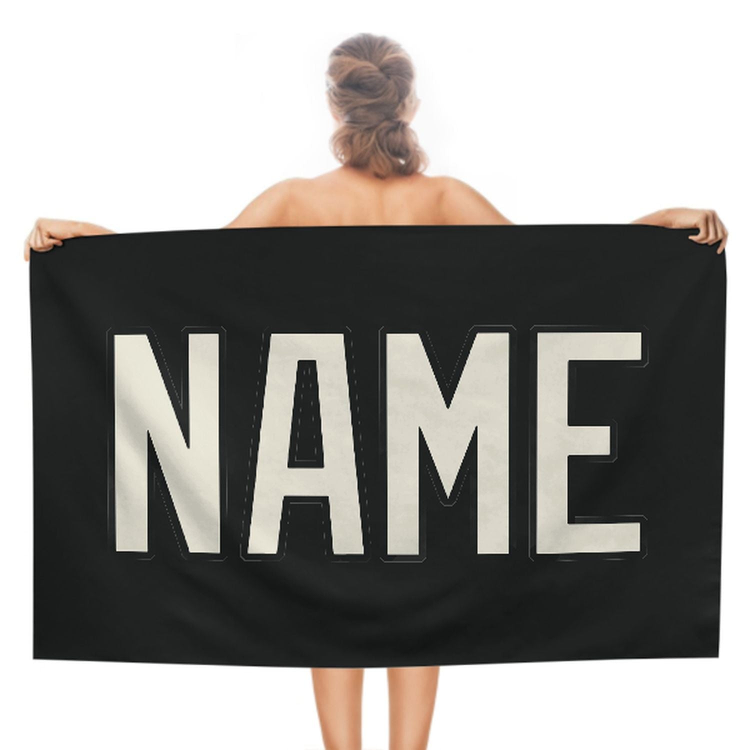 Maßgeschneidertes Schwarz Beige Strandtuch