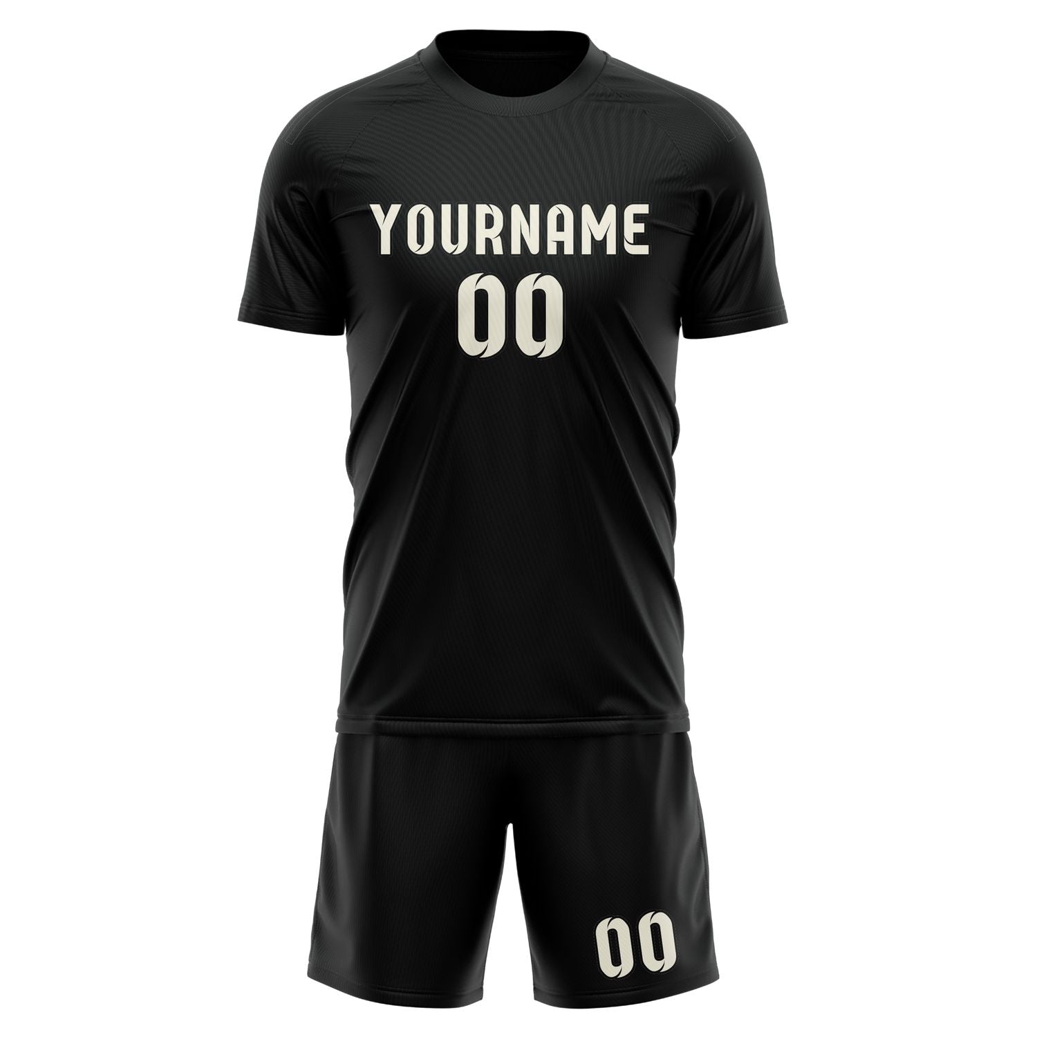 Maßgeschneidertes Professionelles Schwarz Beige Fußballtrikot-Set