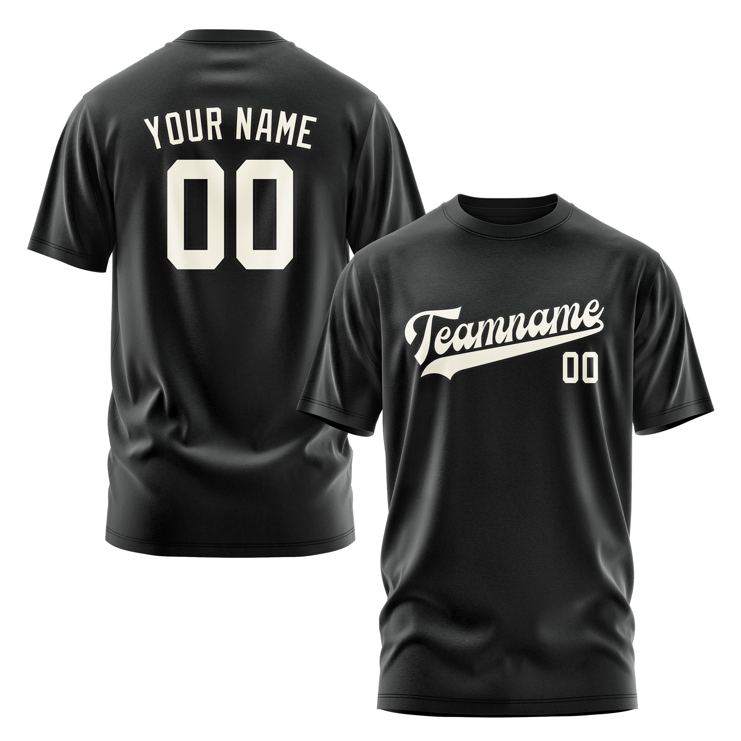 Maßgeschneidertes Schwarz Beige T-Shirt