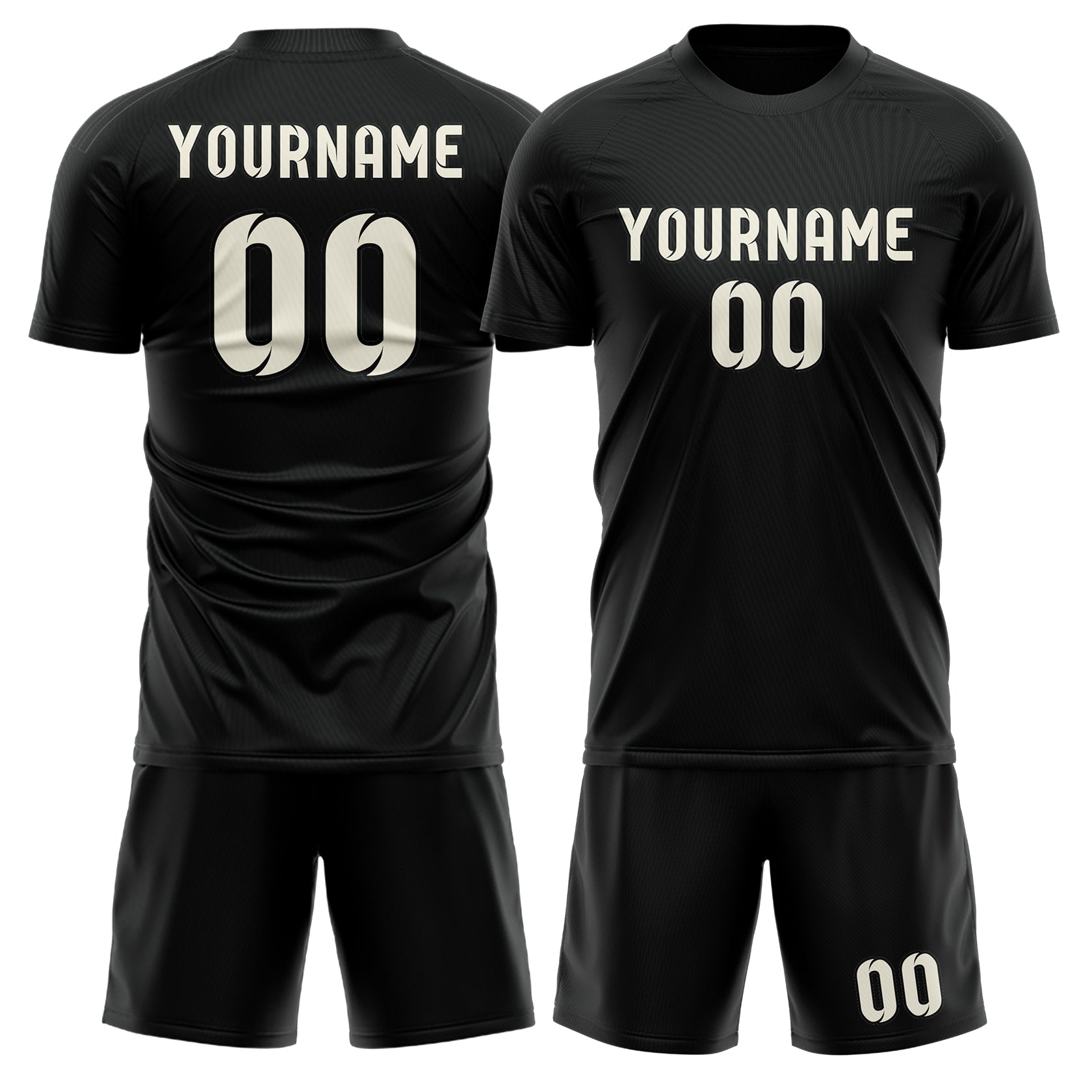 Maßgeschneidertes Professionelles Schwarz Beige Fußballtrikot-Set