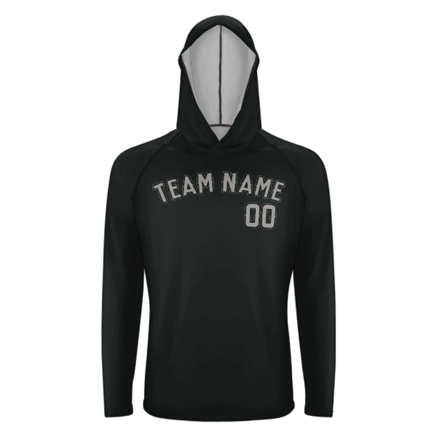 Maßgeschneidertes Schwarz Grau UV-Hoodie