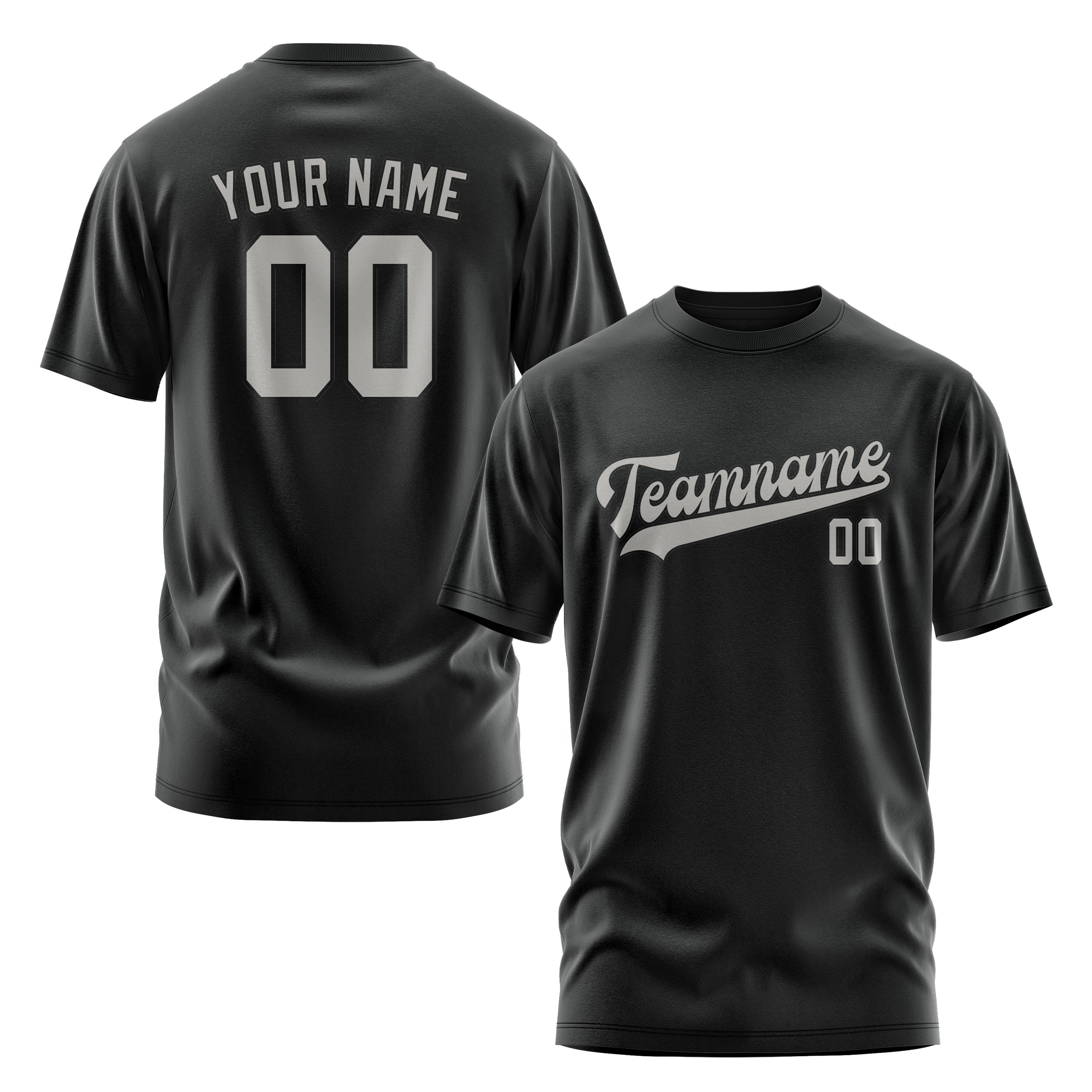 Maßgeschneidertes Schwarz Grau T-Shirt