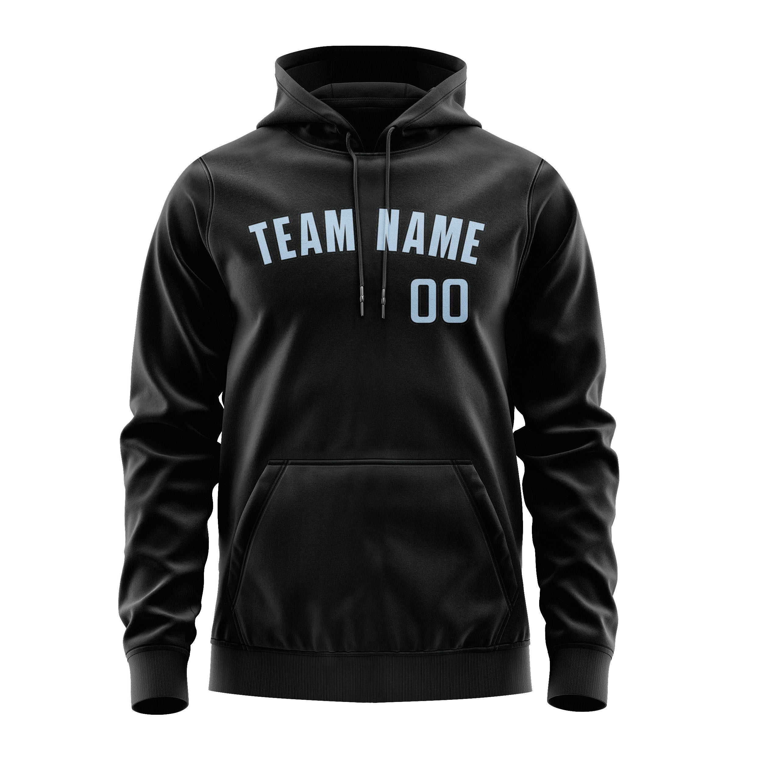 Maßgeschneidertes Schwarz Hellblau Hoodie