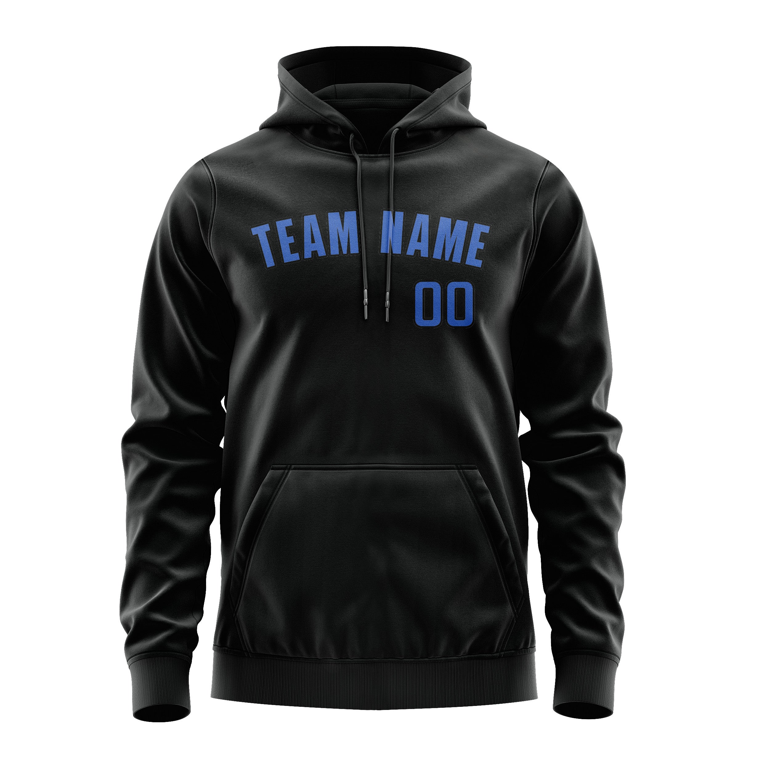 Maßgeschneidertes Schwarz Himmelblau Hoodie