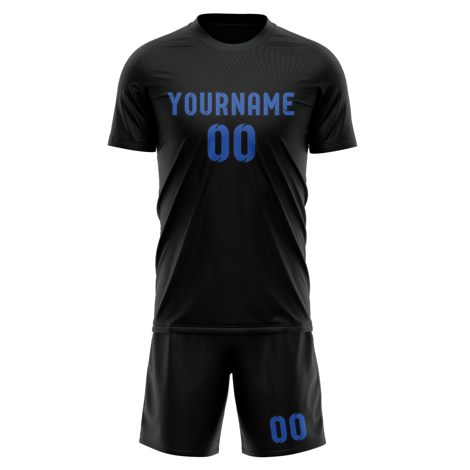 Maßgeschneidertes Professionelles Schwarz Himmelblau Fußballtrikot-Set