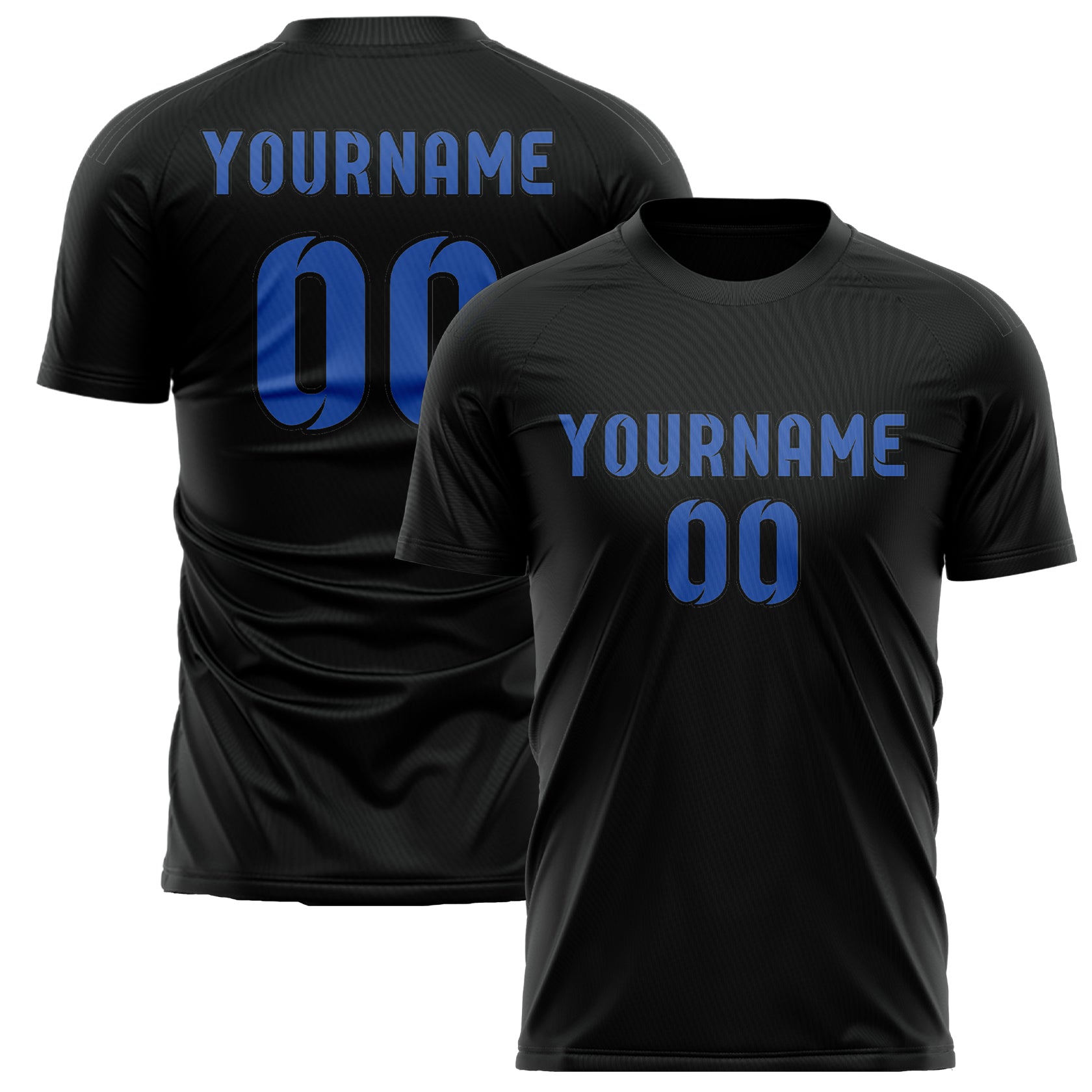 Benutzerdefiniertes Professionelles Schwarz Himmelblau Fußballtrikot
