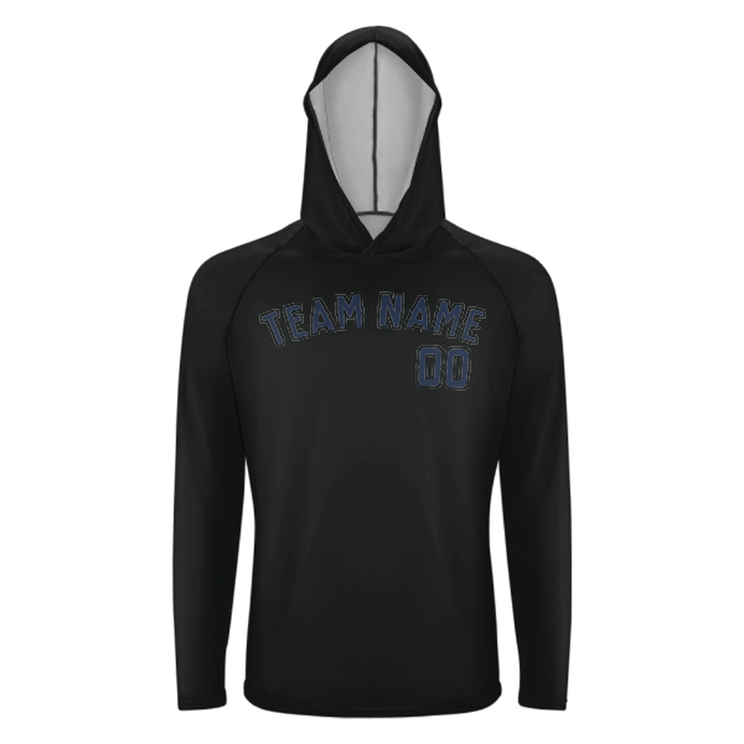 Maßgeschneidertes Schwarz Marineblau UV-Hoodie
