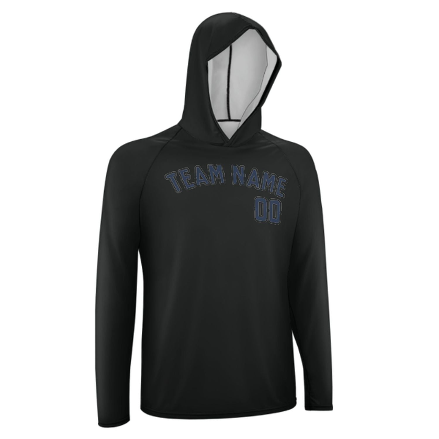 Maßgeschneidertes Schwarz Marineblau UV-Hoodie