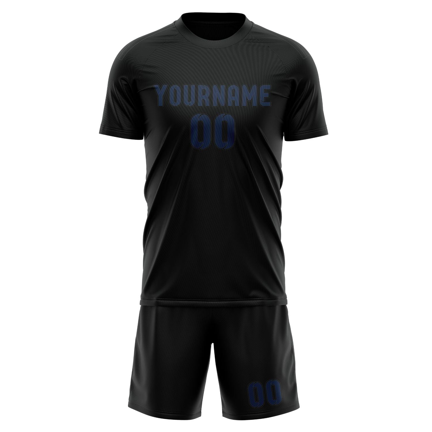 Maßgeschneidertes Professionelles Schwarz Marineblau Fußballtrikot-Set