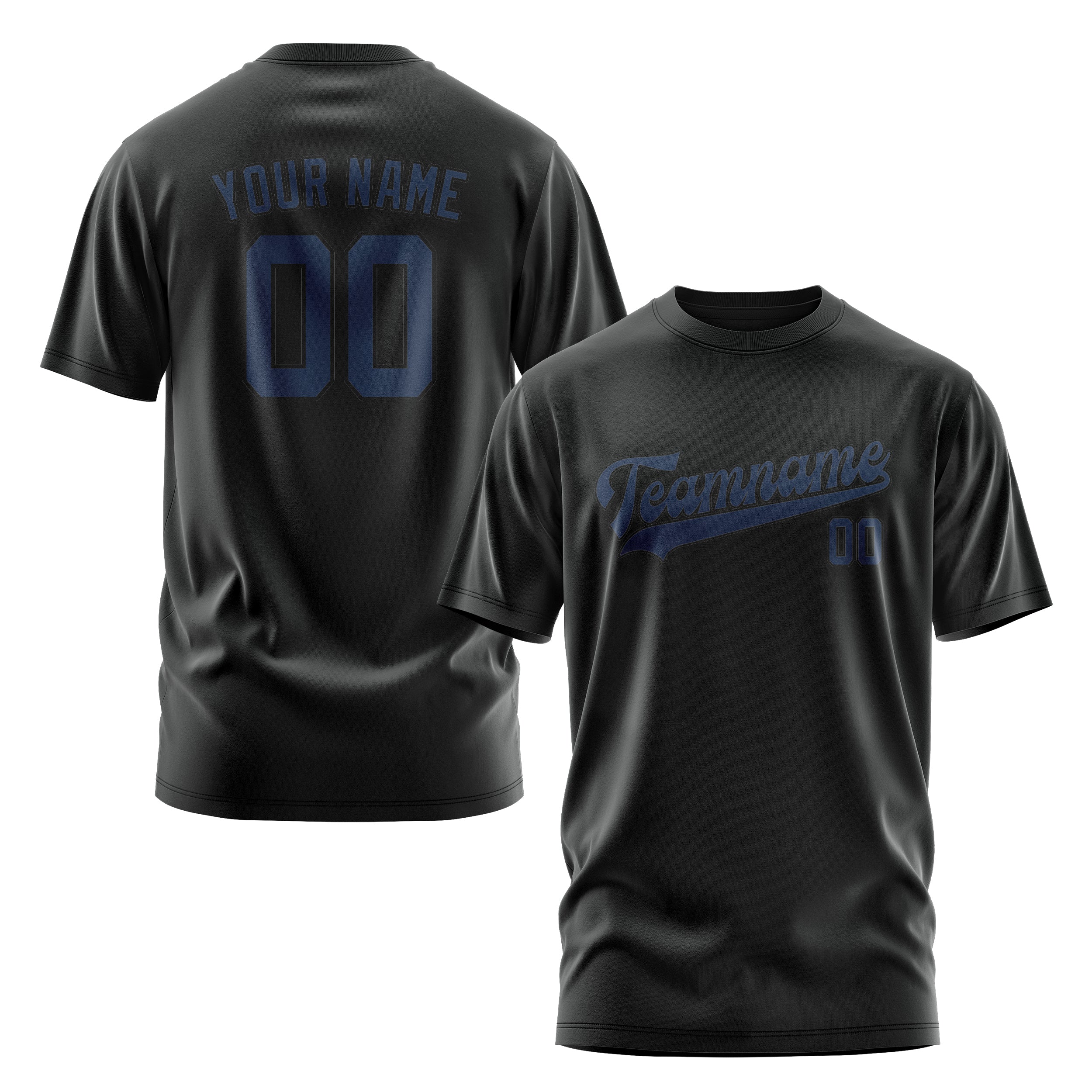 Maßgeschneidertes Schwarz Marineblau T-Shirt