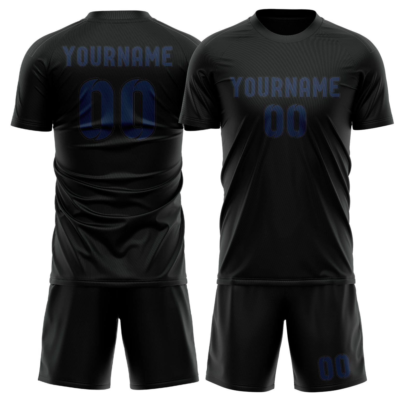 Maßgeschneidertes Professionelles Schwarz Marineblau Fußballtrikot-Set