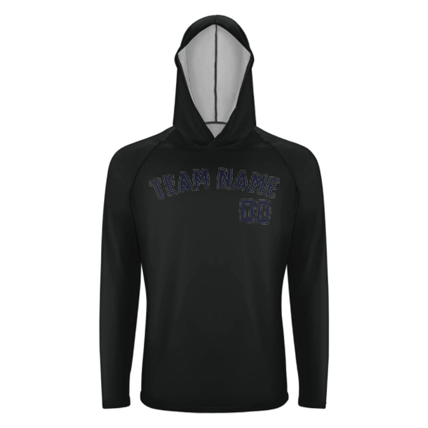 Maßgeschneidertes Schwarz Stahlblau UV-Hoodie