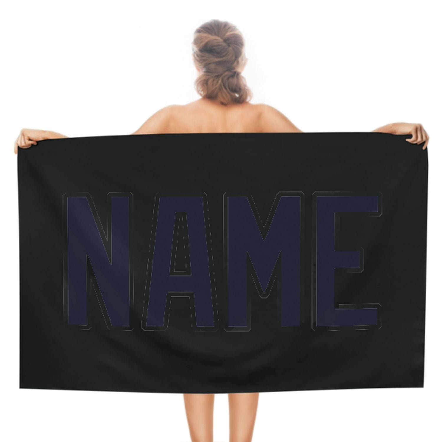 Maßgeschneidertes Schwarz Stahlblau Strandtuch