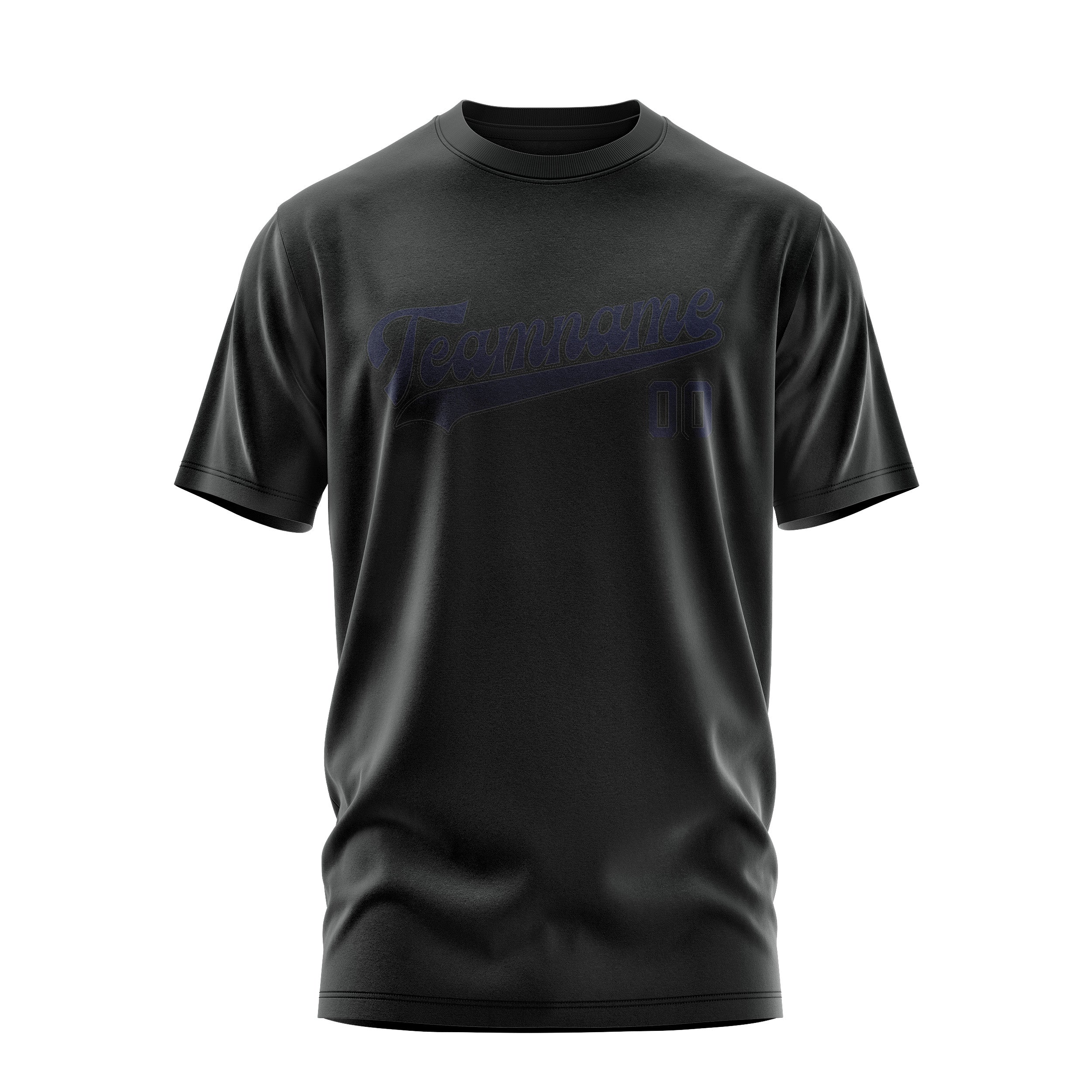 Maßgeschneidertes Schwarz Stahlblau T-Shirt