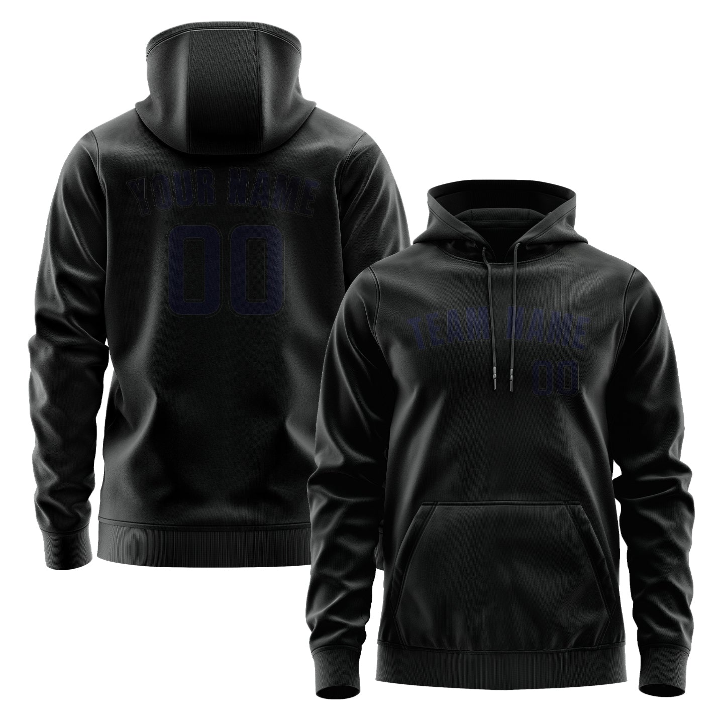 Maßgeschneidertes Schwarz Stahlblau Hoodie
