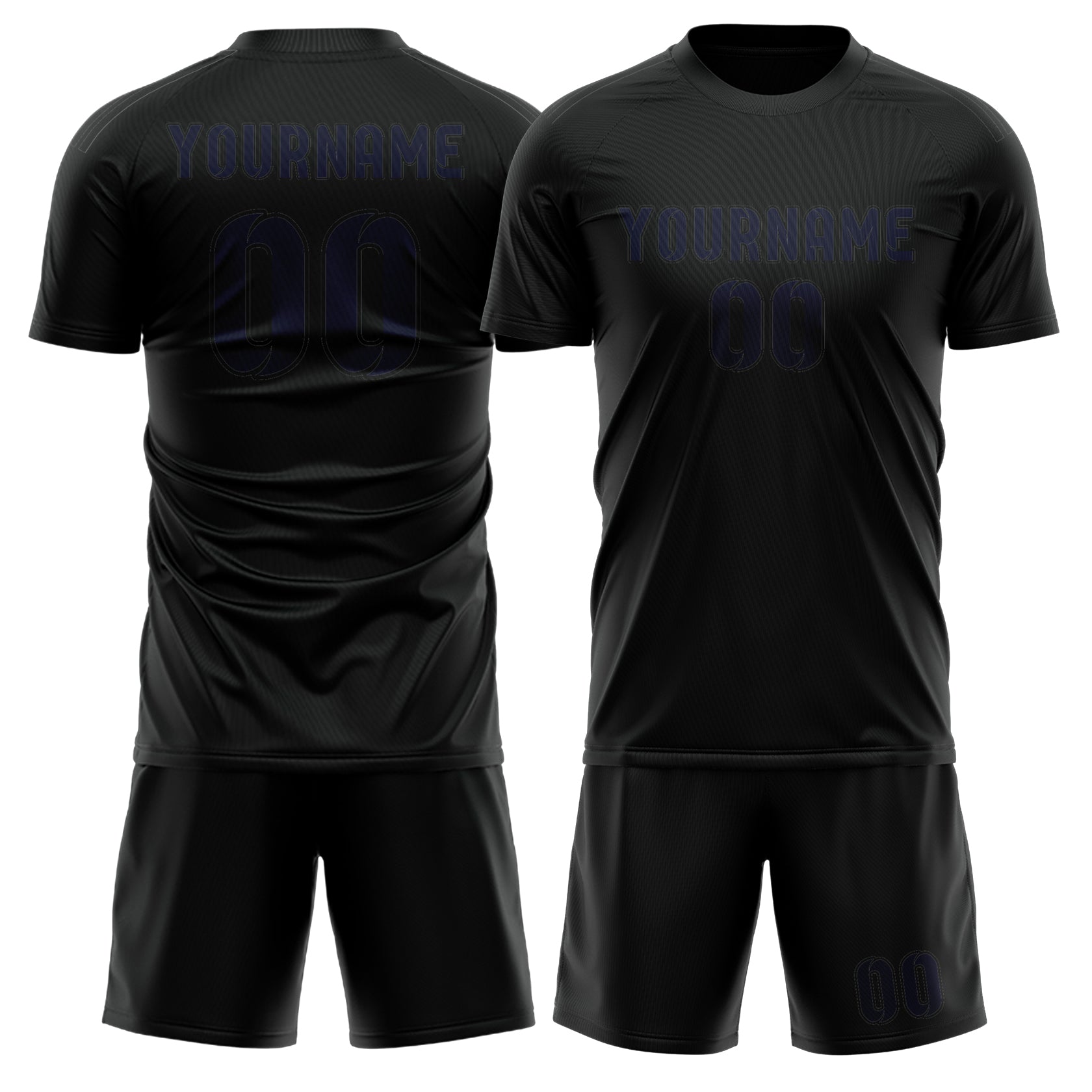 Maßgeschneidertes Professionelles Schwarz Stahlblau Fußballtrikot-Set