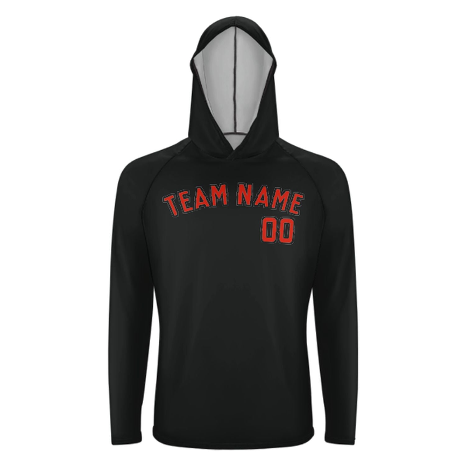Maßgeschneidertes Schwarz Orangerot UV-Hoodie