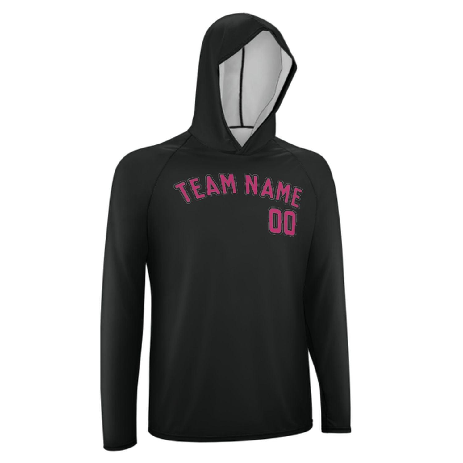 Maßgeschneidertes Schwarz Rosarot UV-Hoodie