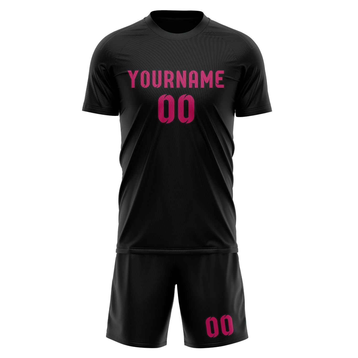 Maßgeschneidertes Professionelles Schwarz Rosarot Fußballtrikot-Set