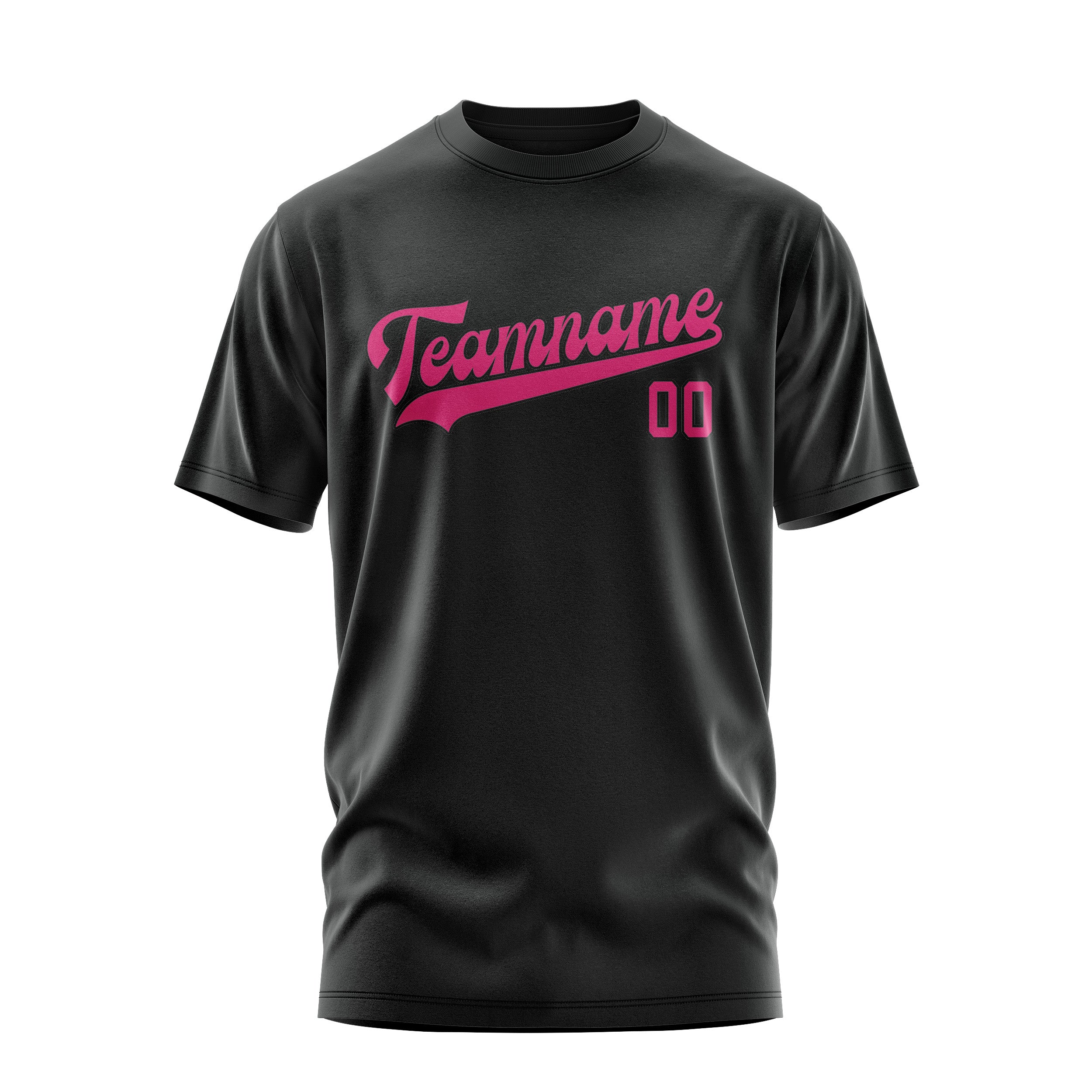 Maßgeschneidertes Schwarz Rosarot T-Shirt