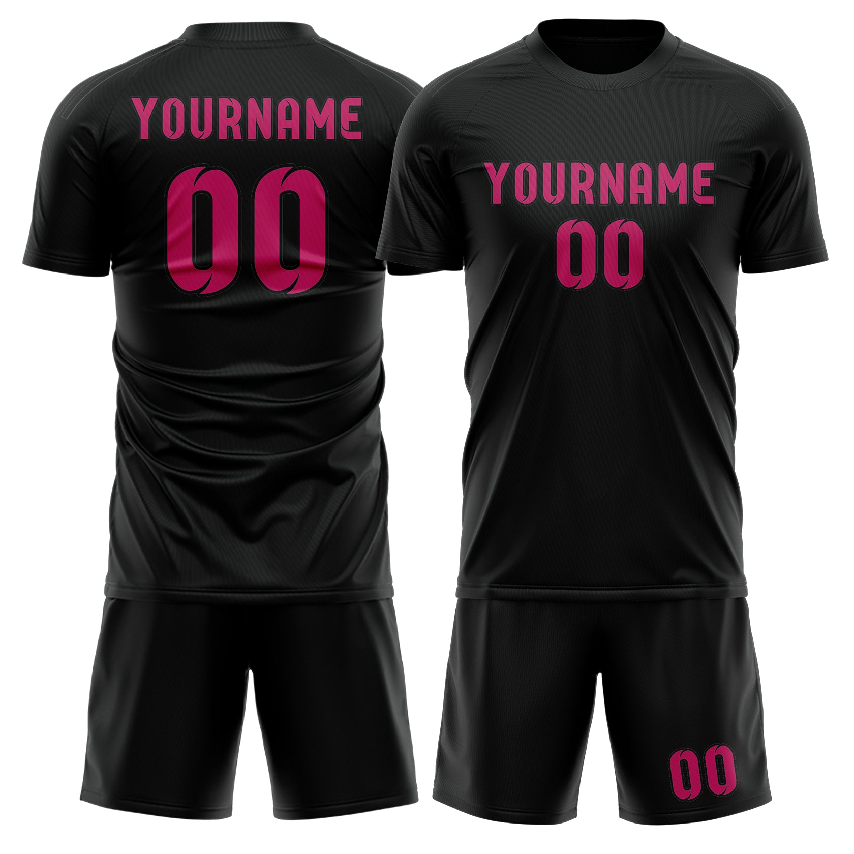 Maßgeschneidertes Professionelles Schwarz Rosarot Fußballtrikot-Set