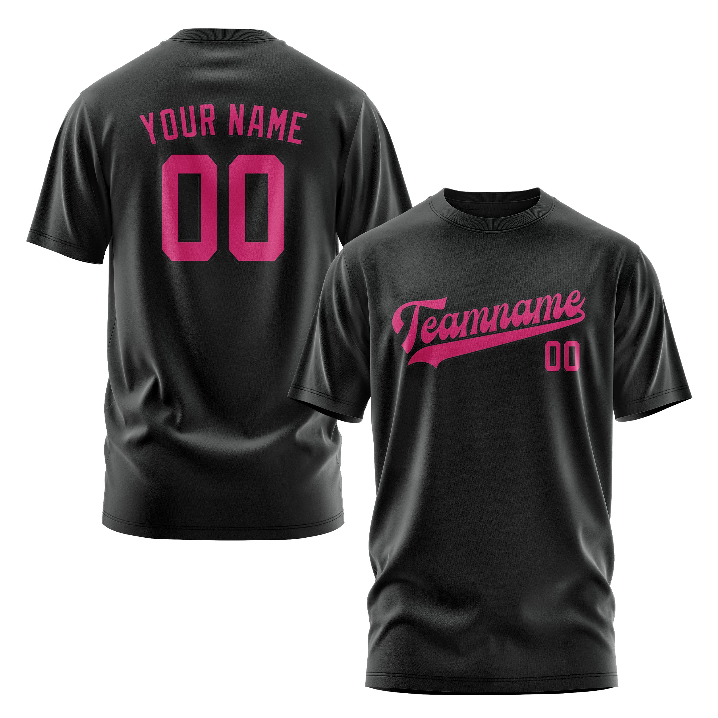 Maßgeschneidertes Schwarz Rosarot T-Shirt